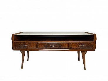 Walnut console table in the style of Ico Parisi, 1950s