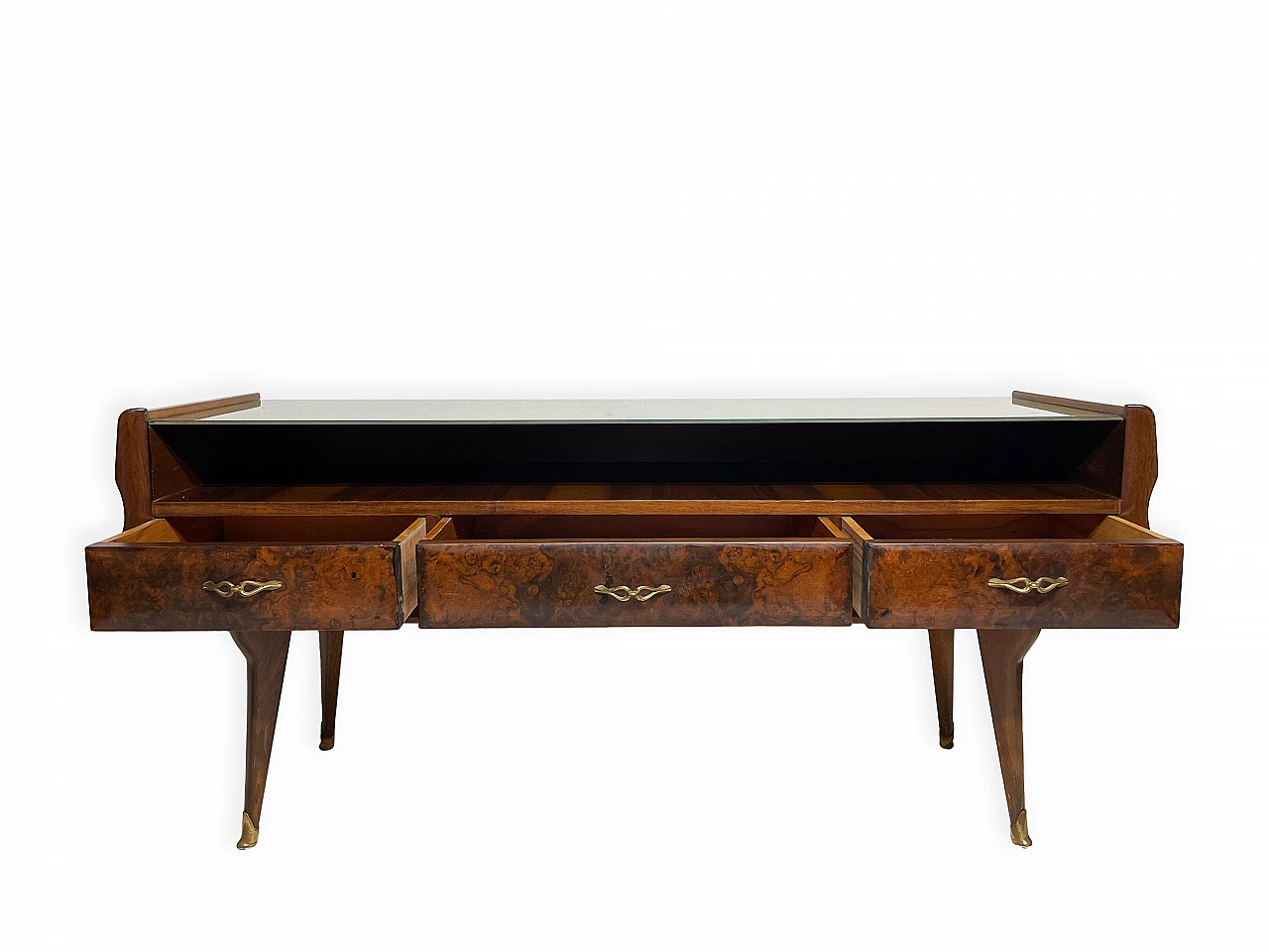 Walnut console table in the style of Ico Parisi, 1950s 9