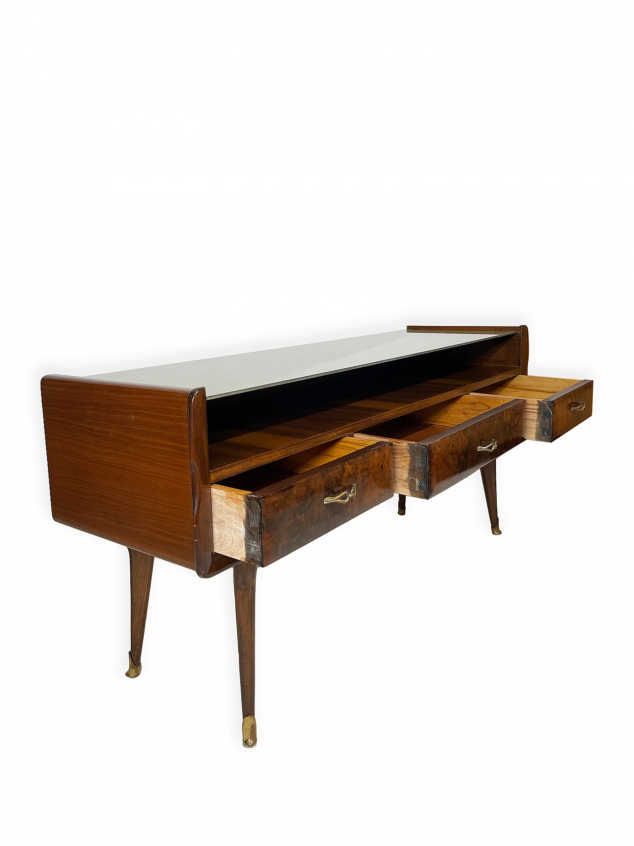 Walnut console table in the style of Ico Parisi, 1950s 10