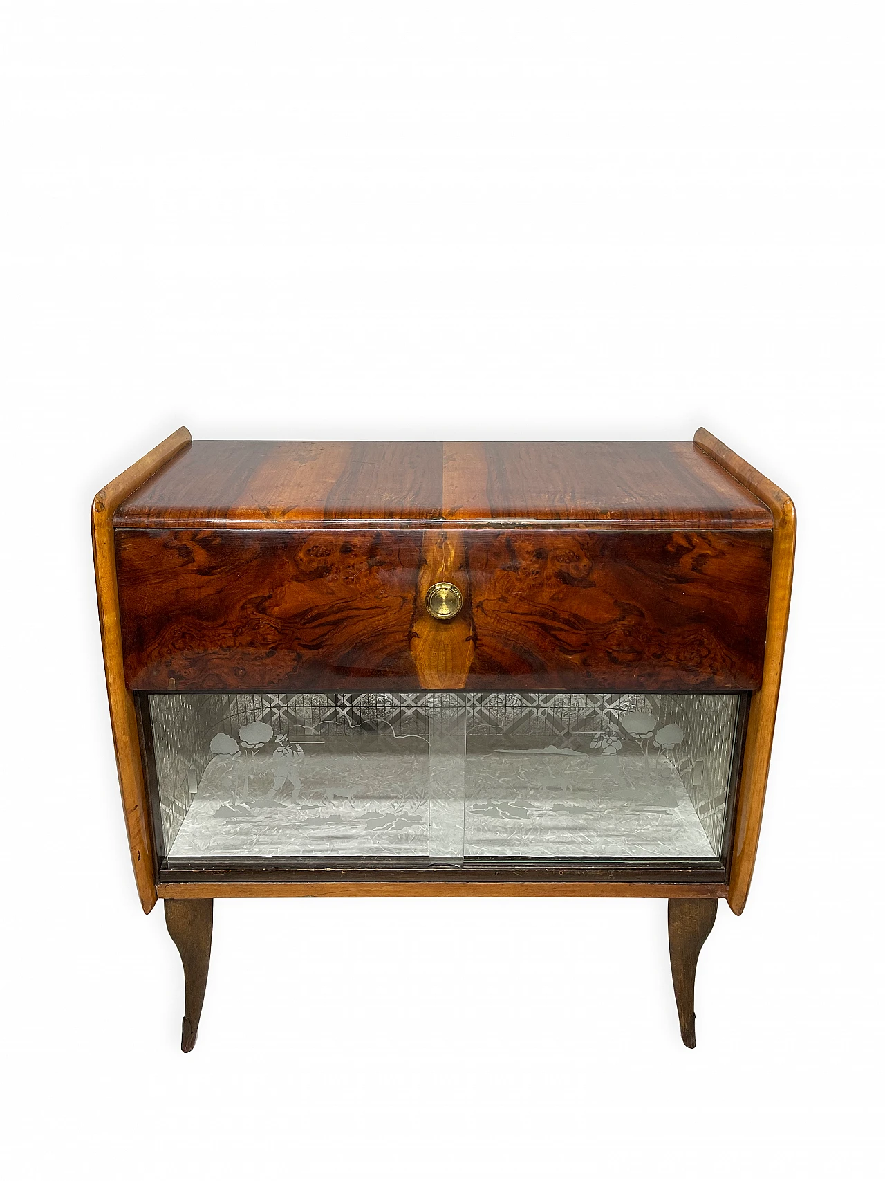 Art Deco bar cabinet in walnut glass mosaic, 1950s 2