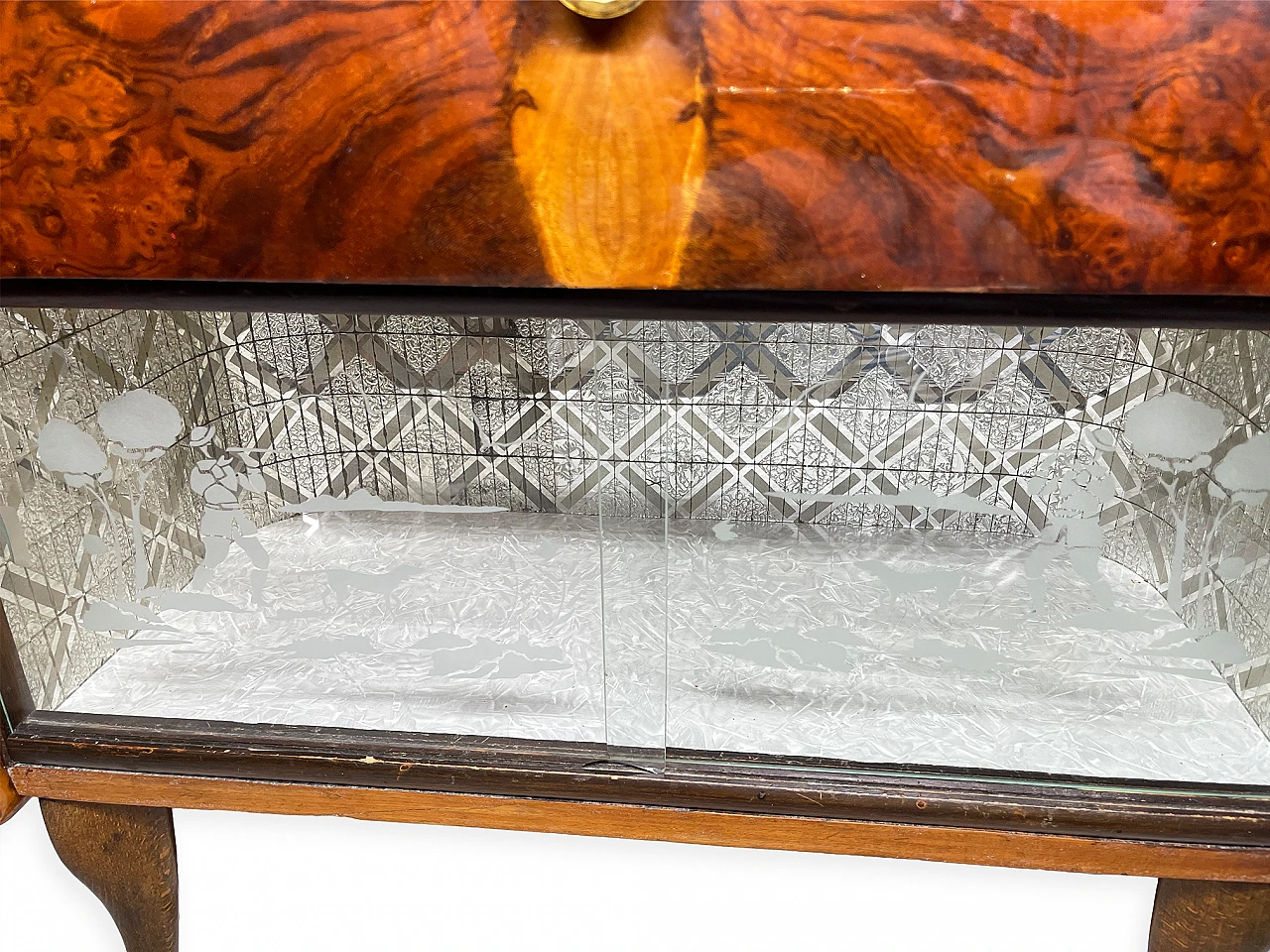 Art Deco bar cabinet in walnut glass mosaic, 1950s 22