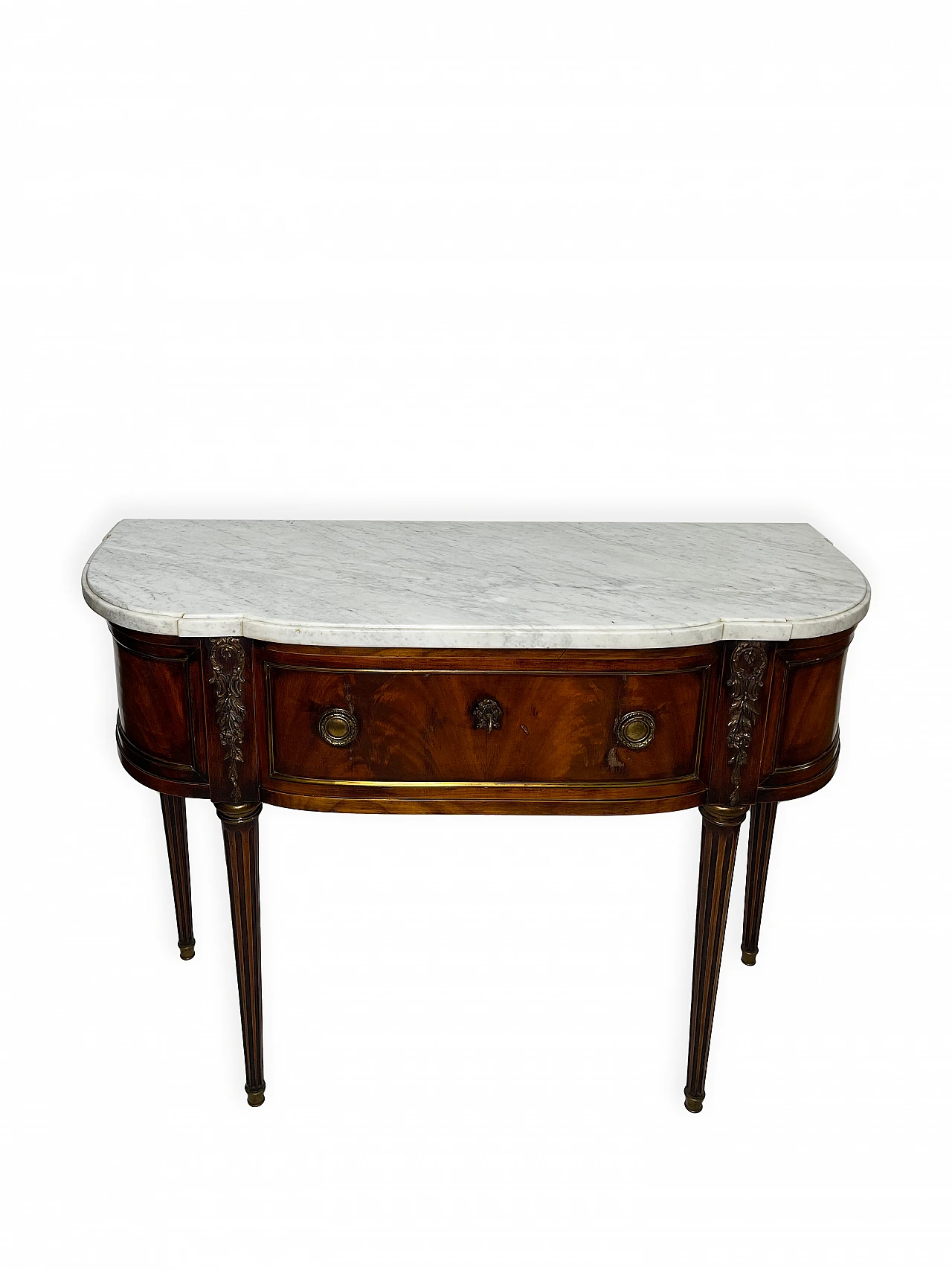 Louis XVI mahogany feather console table, 19th century 1