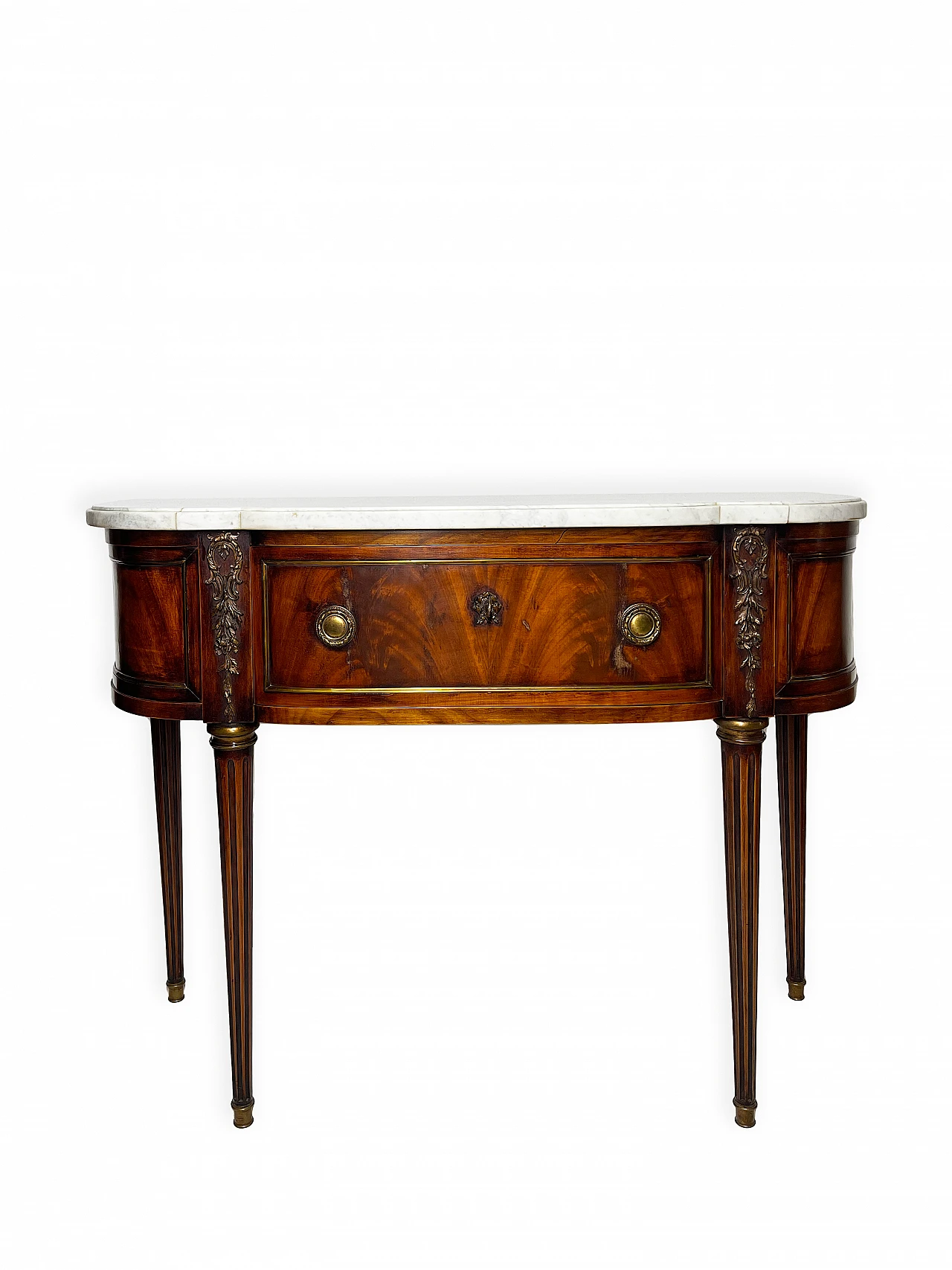 Louis XVI mahogany feather console table, 19th century 3