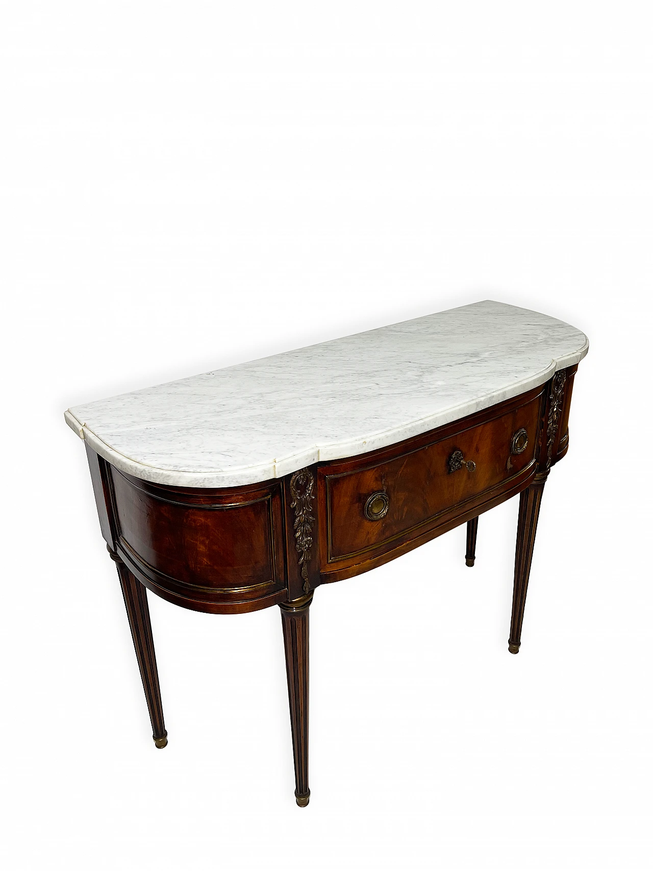 Louis XVI mahogany feather console table, 19th century 4