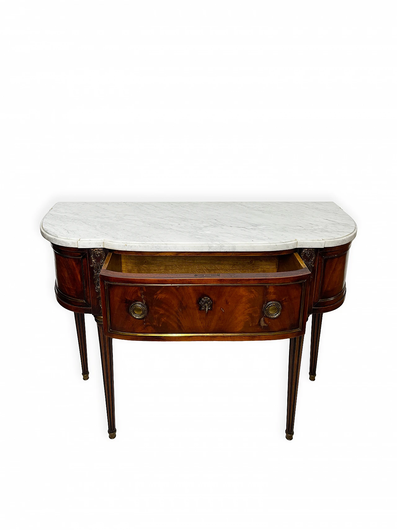 Louis XVI mahogany feather console table, 19th century 5