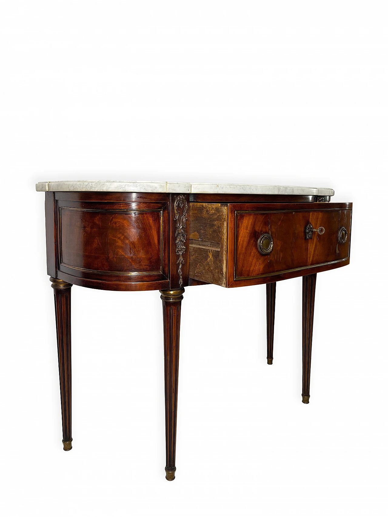 Louis XVI mahogany feather console table, 19th century 6