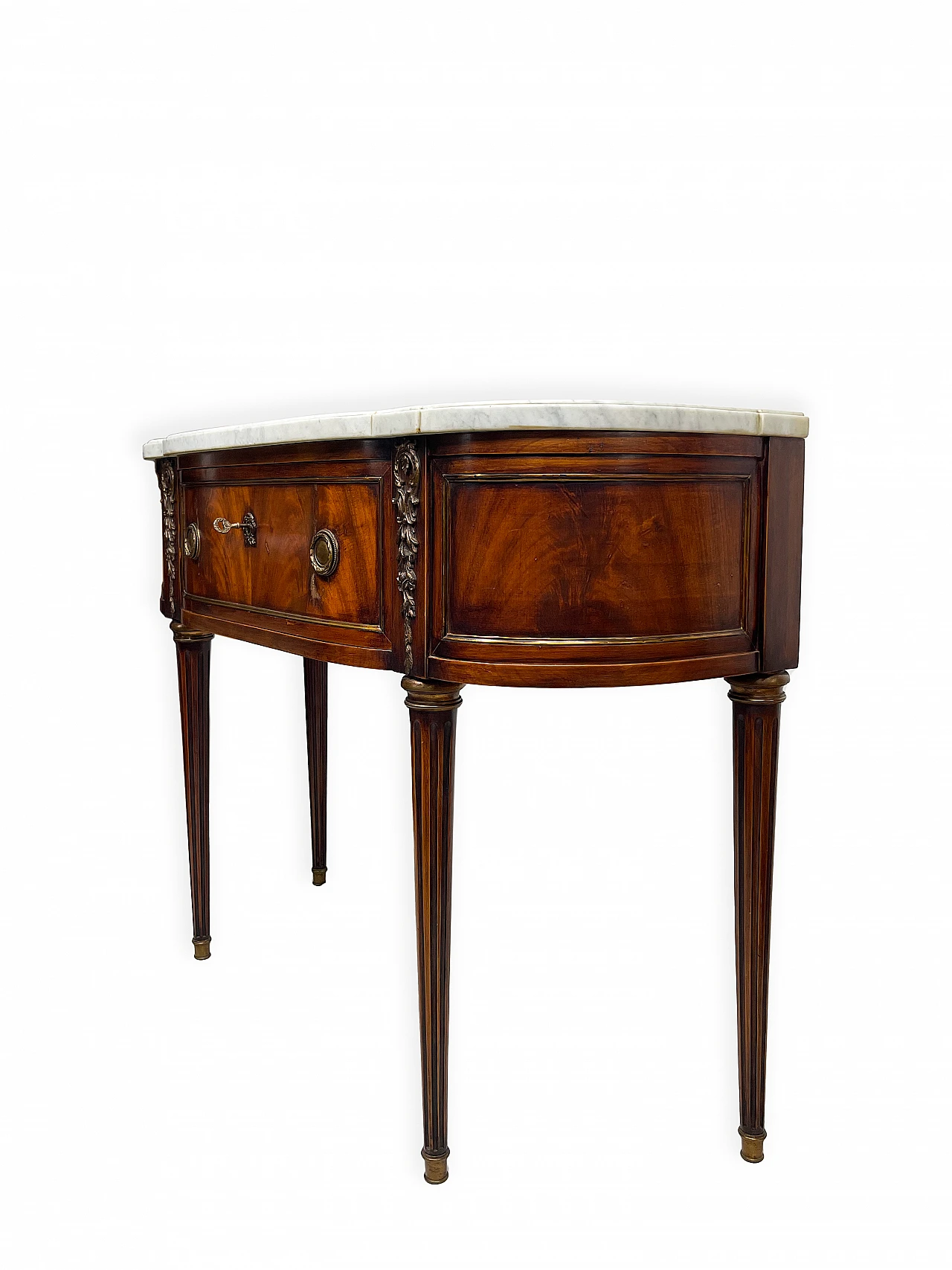 Louis XVI mahogany feather console table, 19th century 10