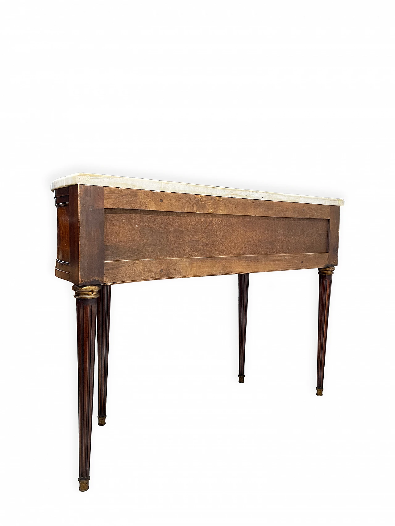 Louis XVI mahogany feather console table, 19th century 12