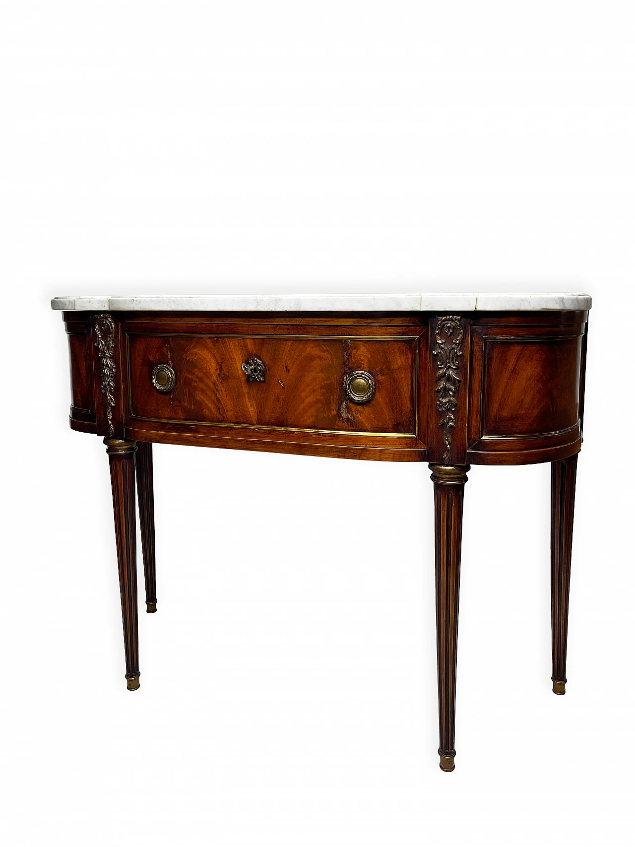 Louis XVI mahogany feather console table, 19th century 13