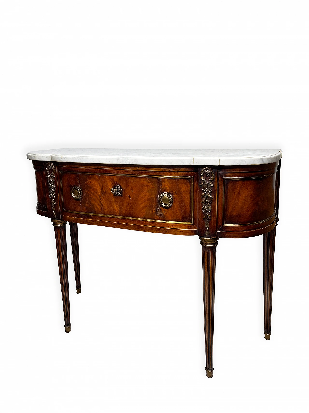 Louis XVI mahogany feather console table, 19th century 14