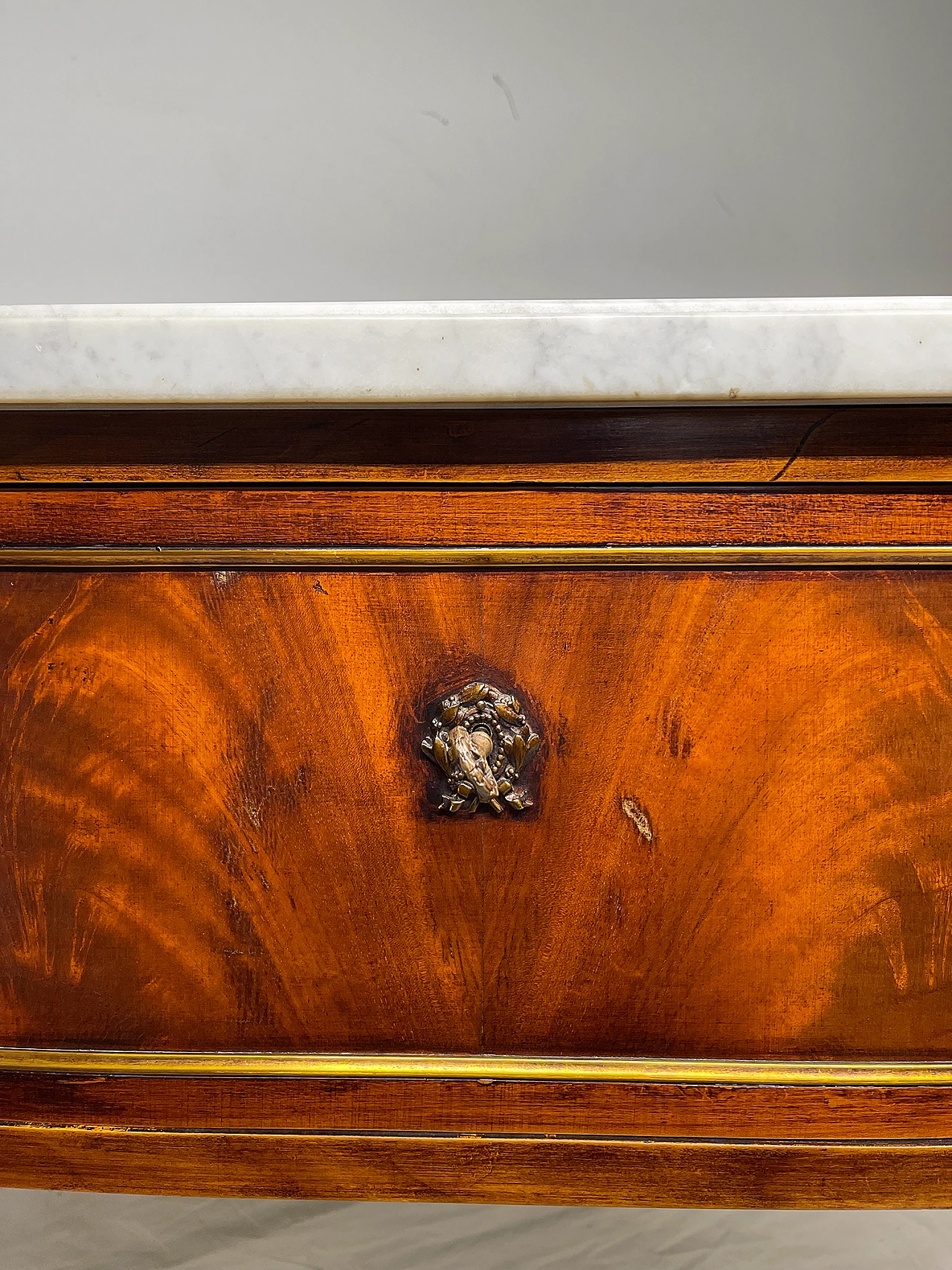 Louis XVI mahogany feather console table, 19th century 16