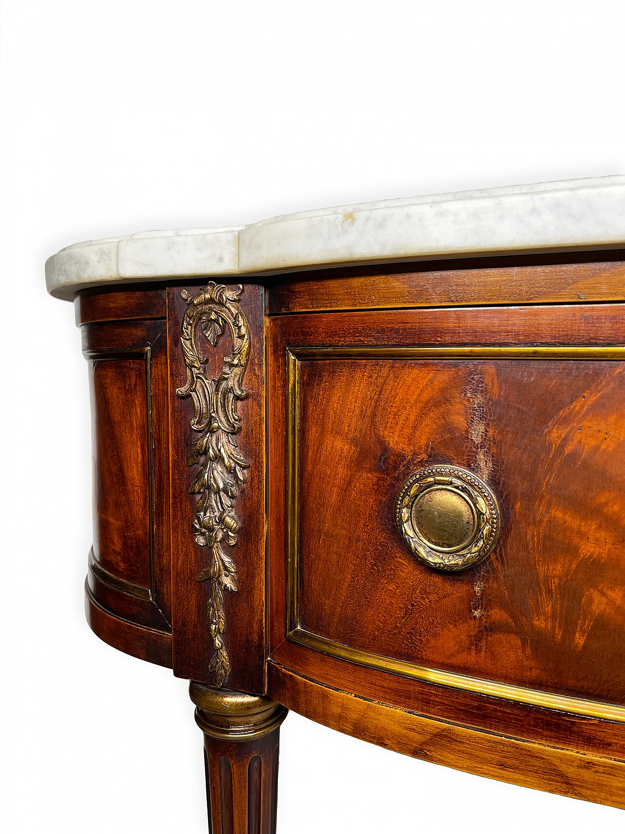 Louis XVI mahogany feather console table, 19th century 19