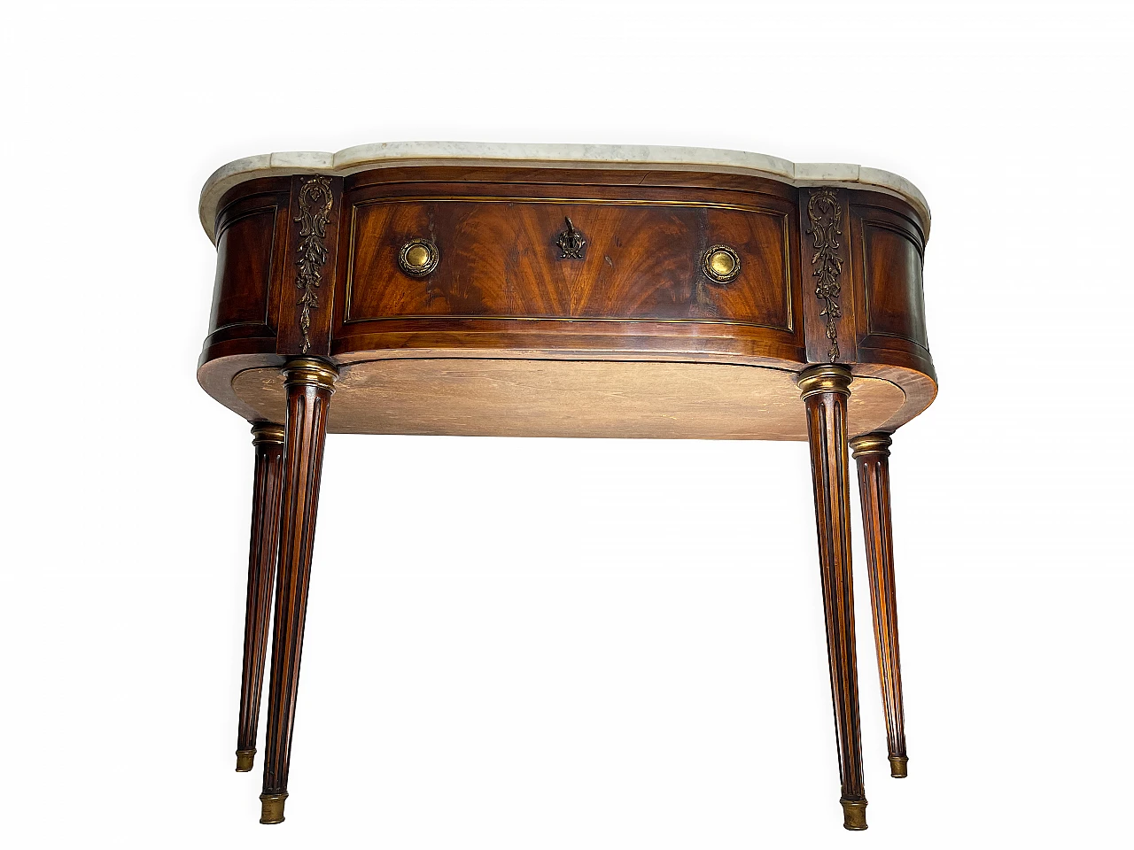 Louis XVI mahogany feather console table, 19th century 22