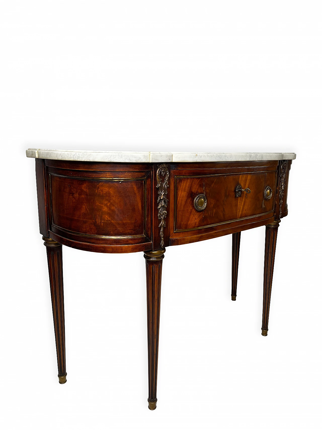 Louis XVI mahogany feather console table, 19th century 23