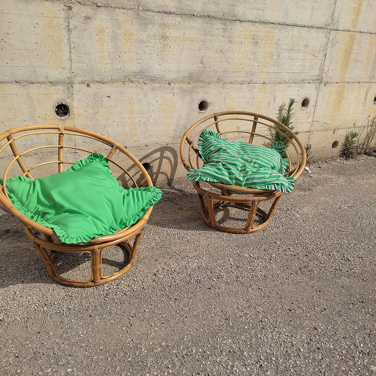 Pair of Italian bamboo armchairs, 1970s 2