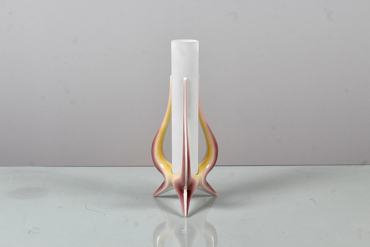 Glass and ceramic table lamp attributed to A. Campi, 1950s 3
