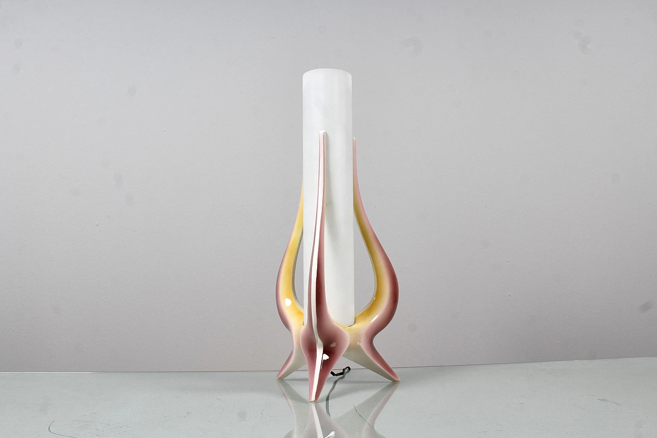 Glass and ceramic table lamp attributed to A. Campi, 1950s 7