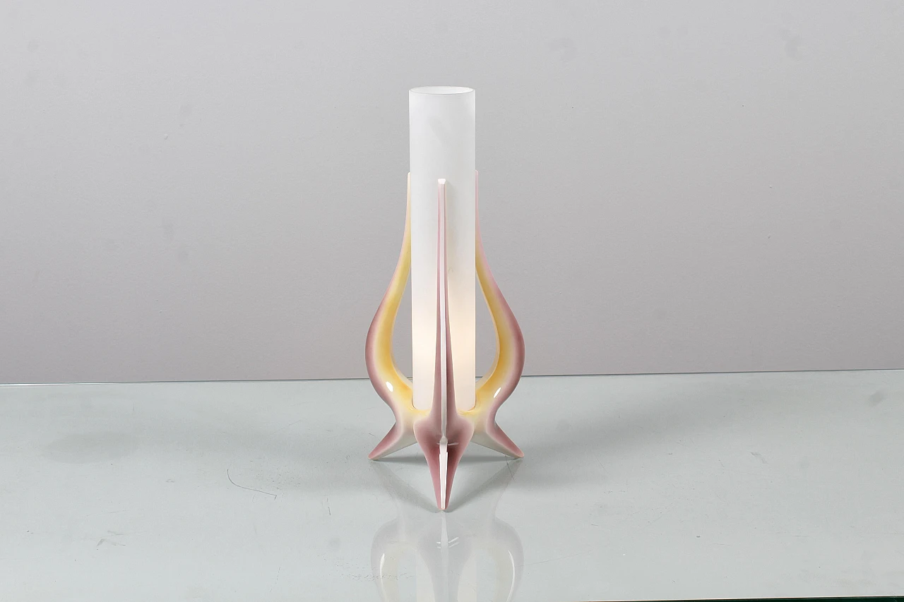 Glass and ceramic table lamp attributed to A. Campi, 1950s 8