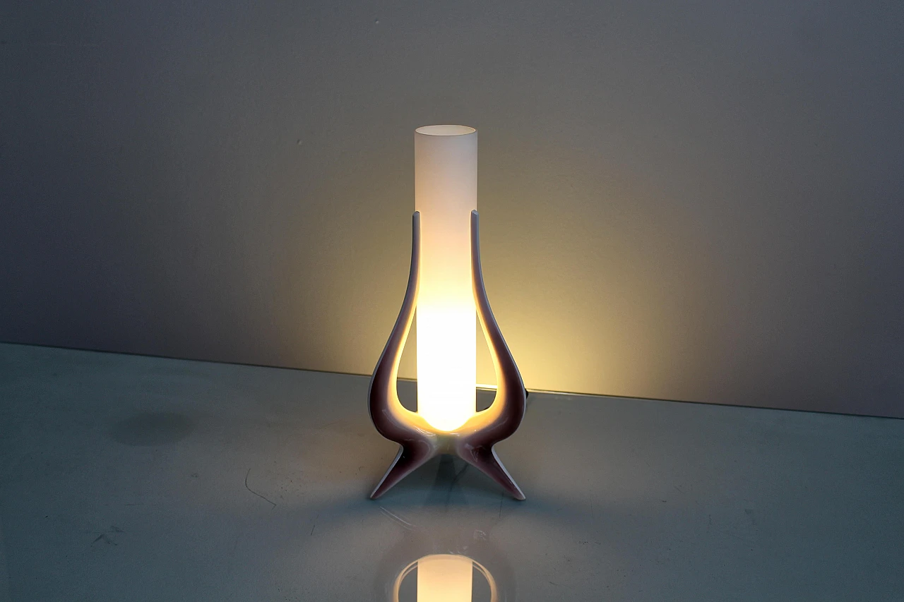 Glass and ceramic table lamp attributed to A. Campi, 1950s 10