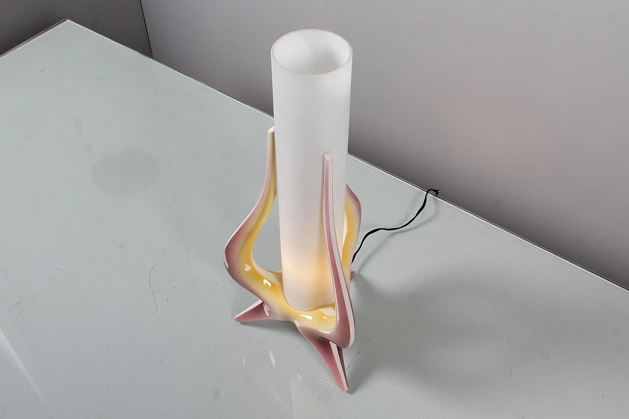 Glass and ceramic table lamp attributed to A. Campi, 1950s 12