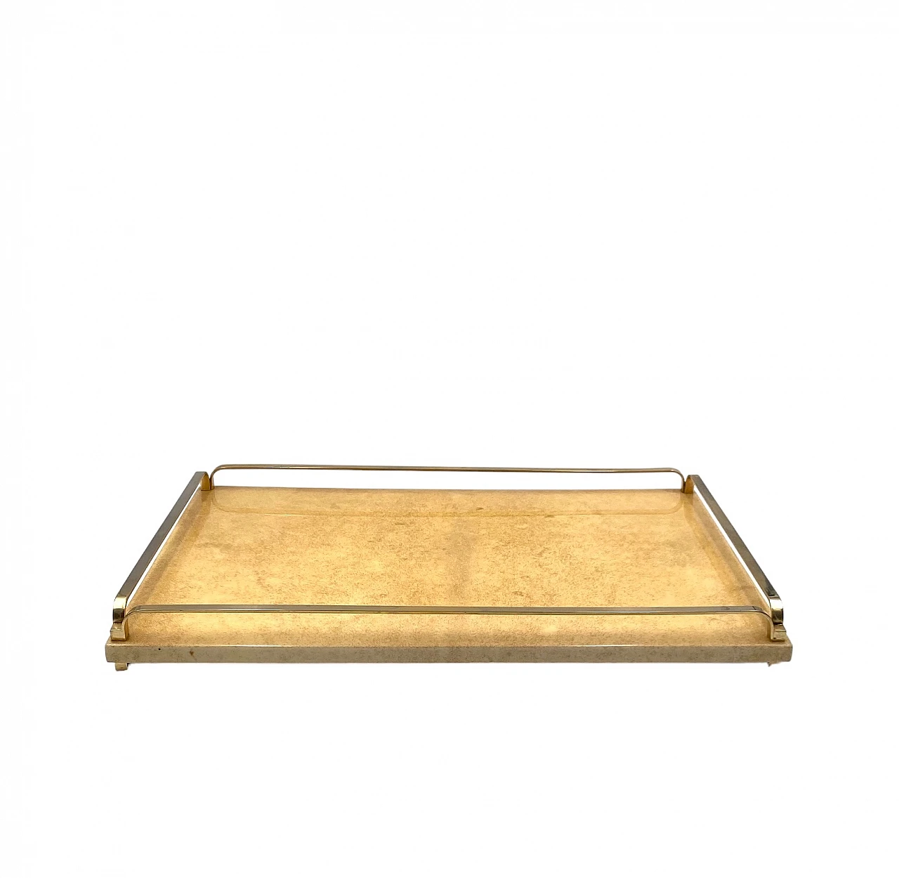 Brass and parchment tray by Aldo Tura, 1960s 8