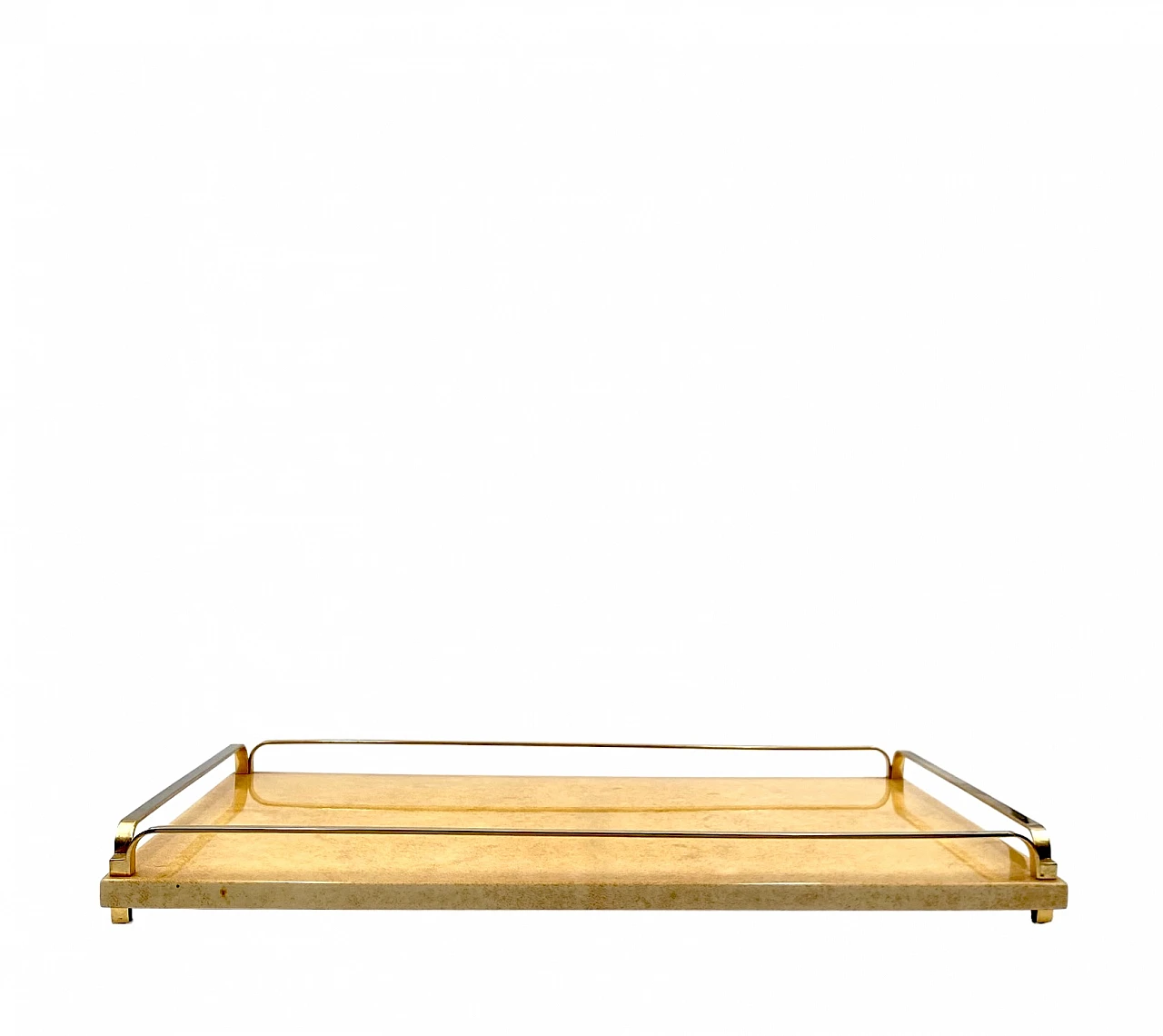 Brass and parchment tray by Aldo Tura, 1960s 10