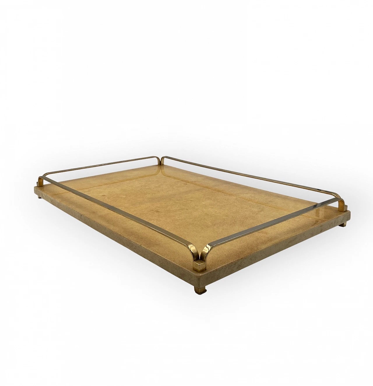 Brass and parchment tray by Aldo Tura, 1960s 16