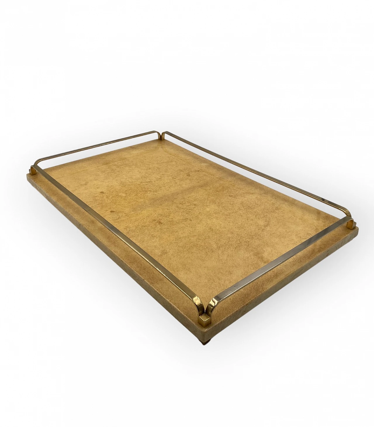 Brass and parchment tray by Aldo Tura, 1960s 17