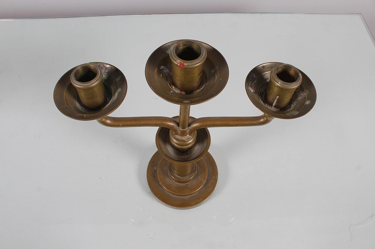 Pair of turned solid brass candelabra, 1930s 7