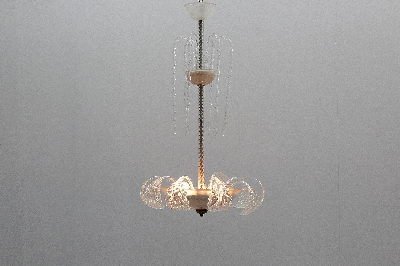 Murano glass chandelier attributed to Barovier & Toso, 1930s 11