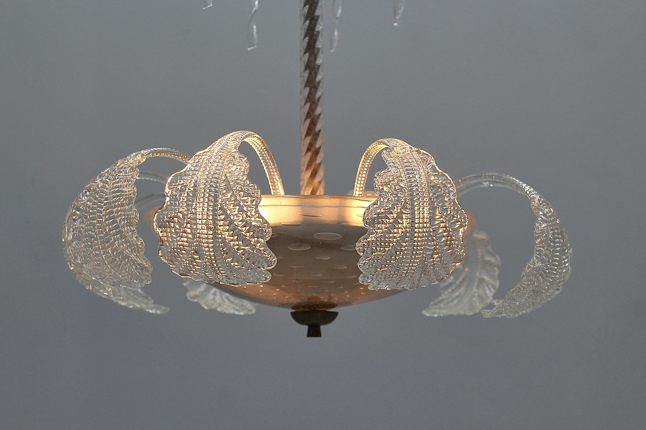 Murano glass chandelier attributed to Barovier & Toso, 1930s 12