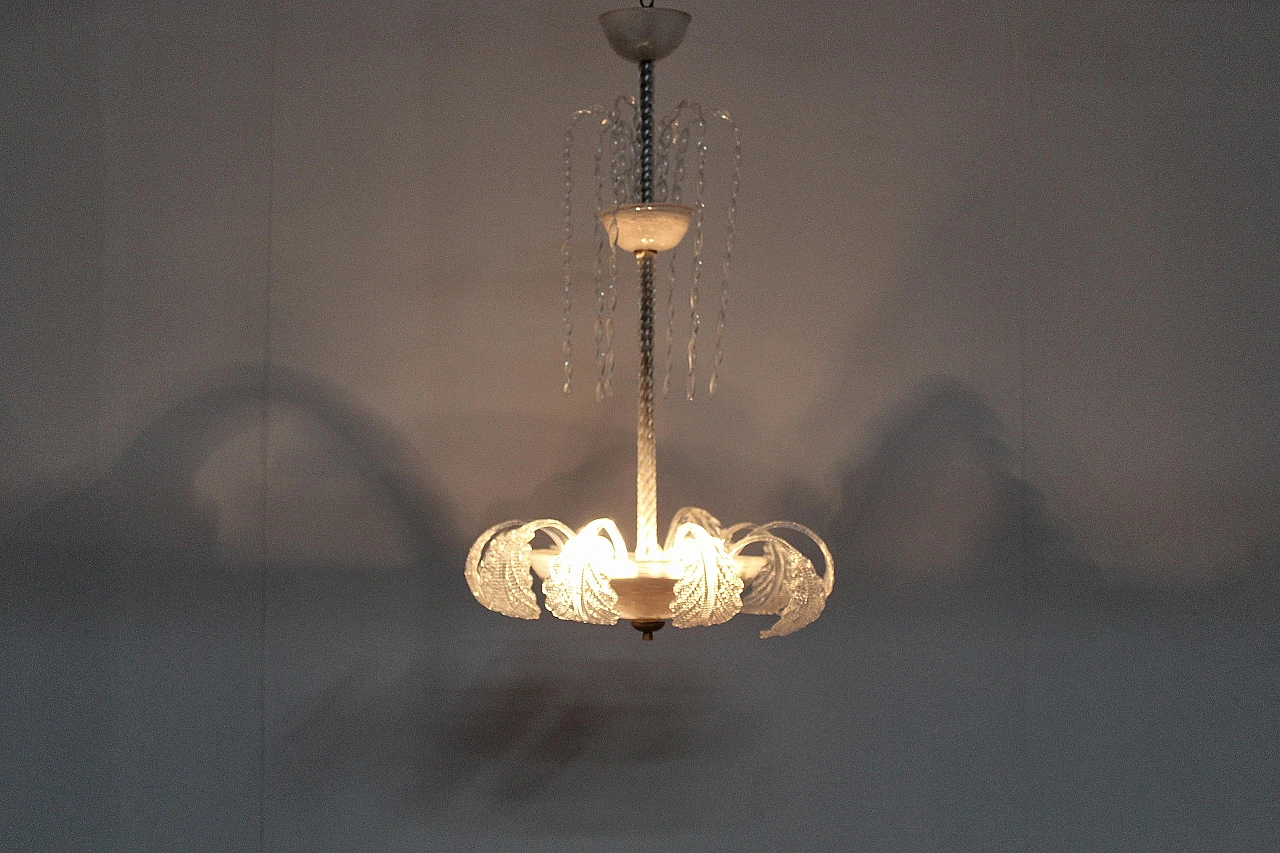 Murano glass chandelier attributed to Barovier & Toso, 1930s 13