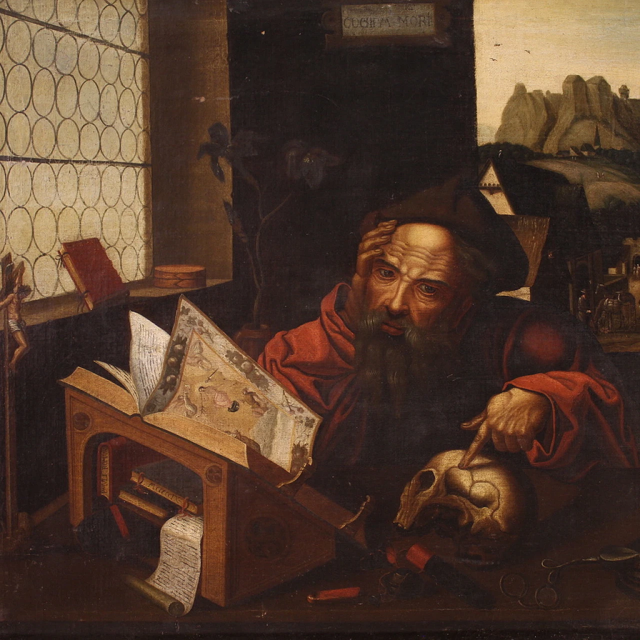 Flemish school, St. Jerome in his study, oil on canvas, 17th century 3