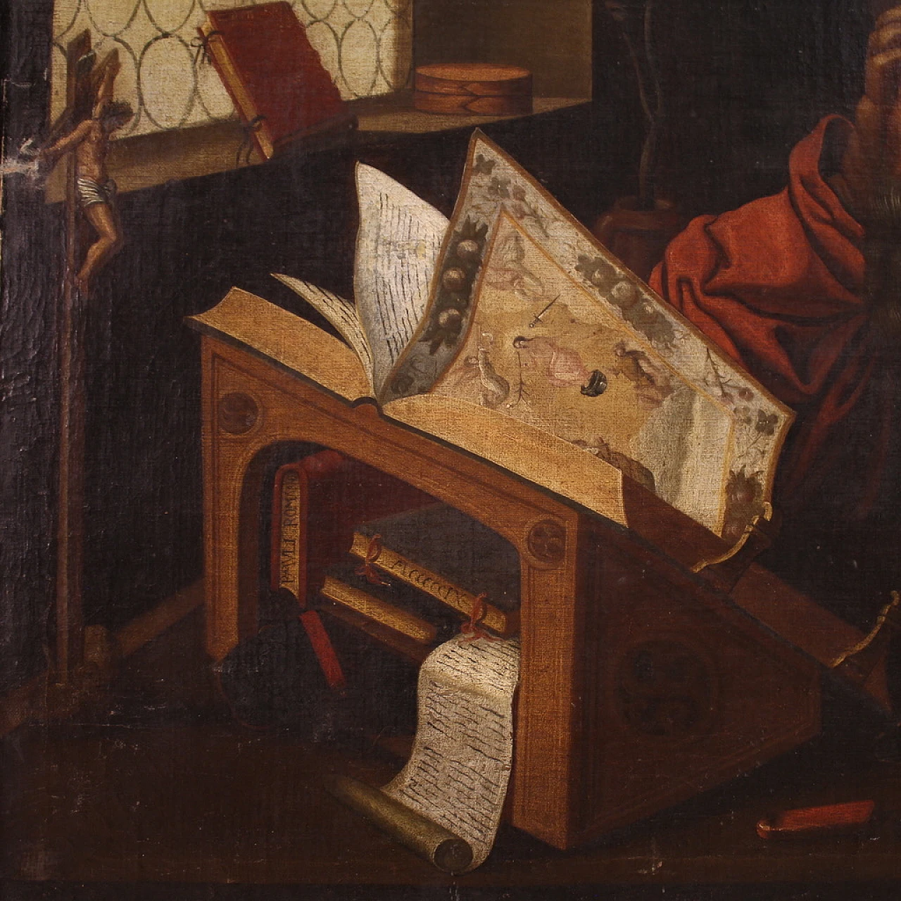 Flemish school, St. Jerome in his study, oil on canvas, 17th century 5