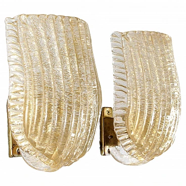 Pair of Murano glass wall lights by Barovier & Toso, 1960s