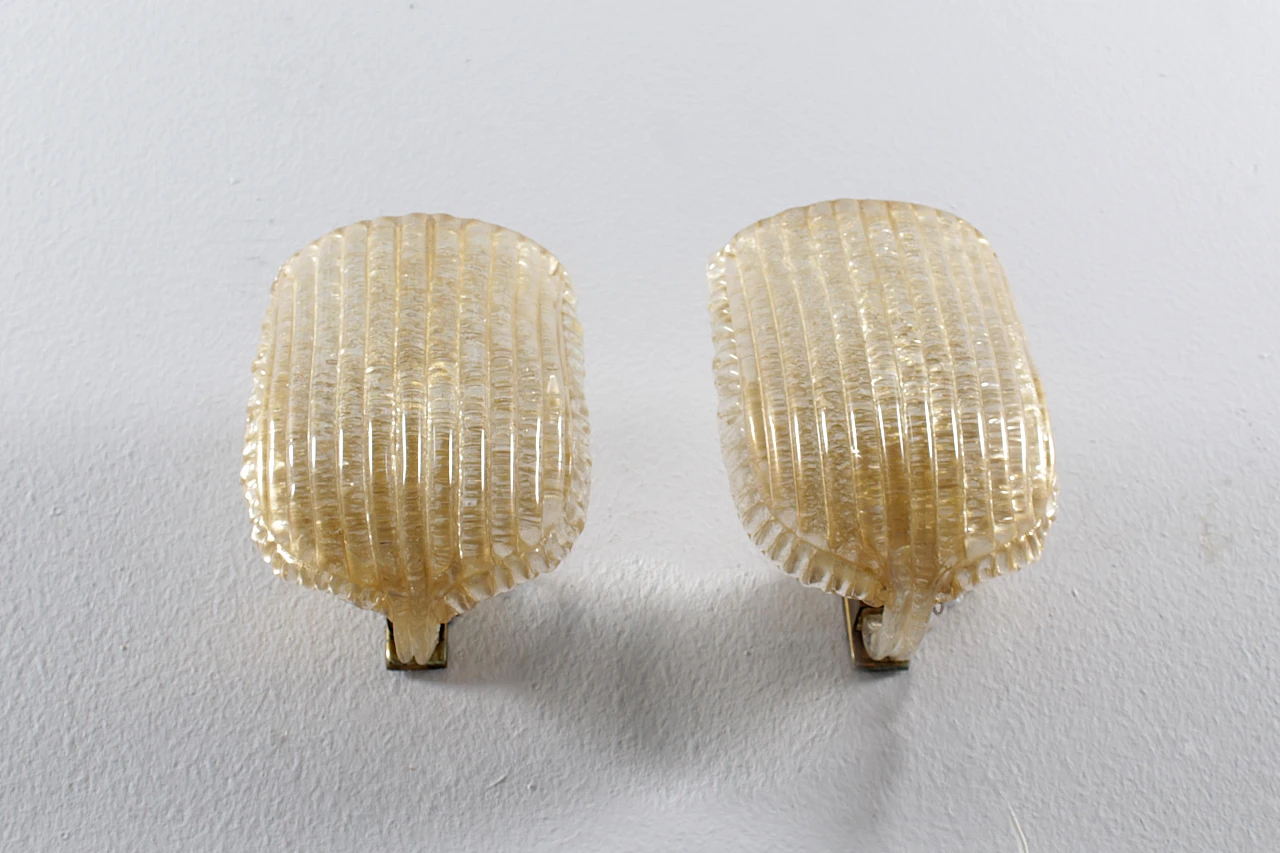 Pair of Murano glass wall lights by Barovier & Toso, 1960s 3