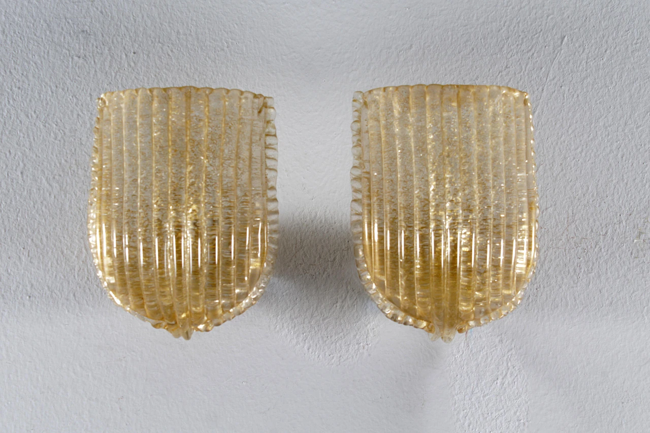 Pair of Murano glass wall lights by Barovier & Toso, 1960s 4