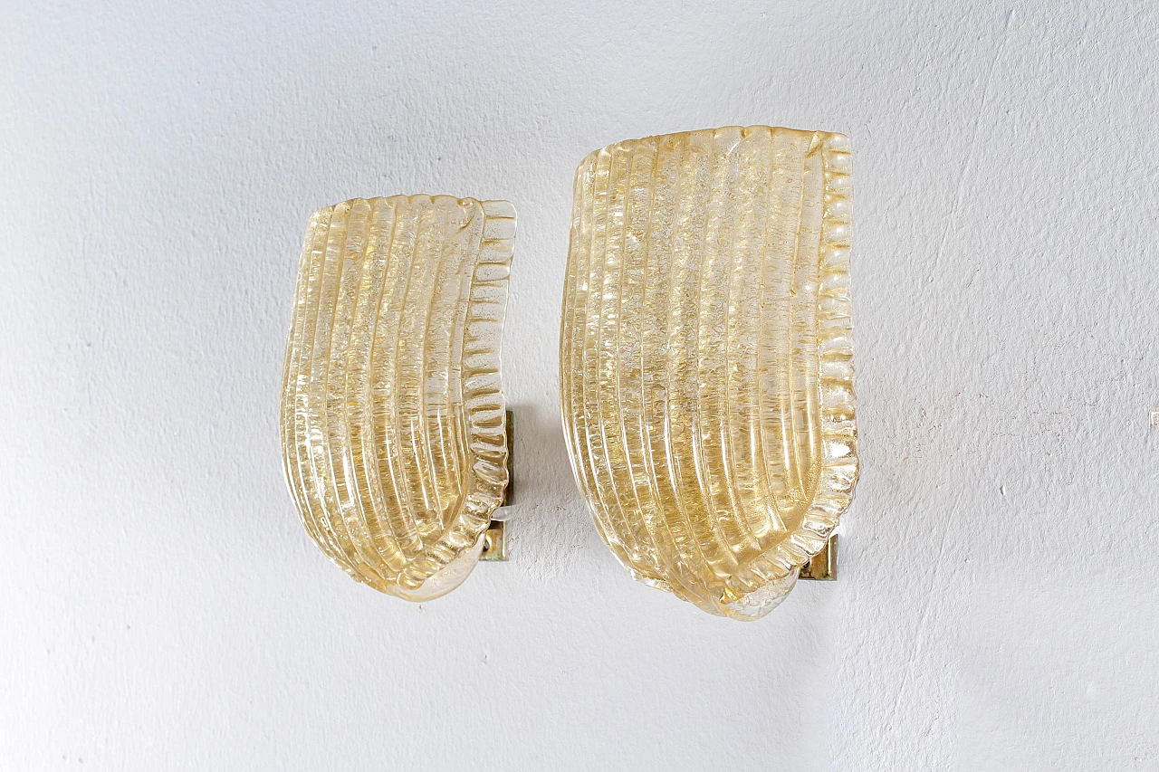 Pair of Murano glass wall lights by Barovier & Toso, 1960s 5