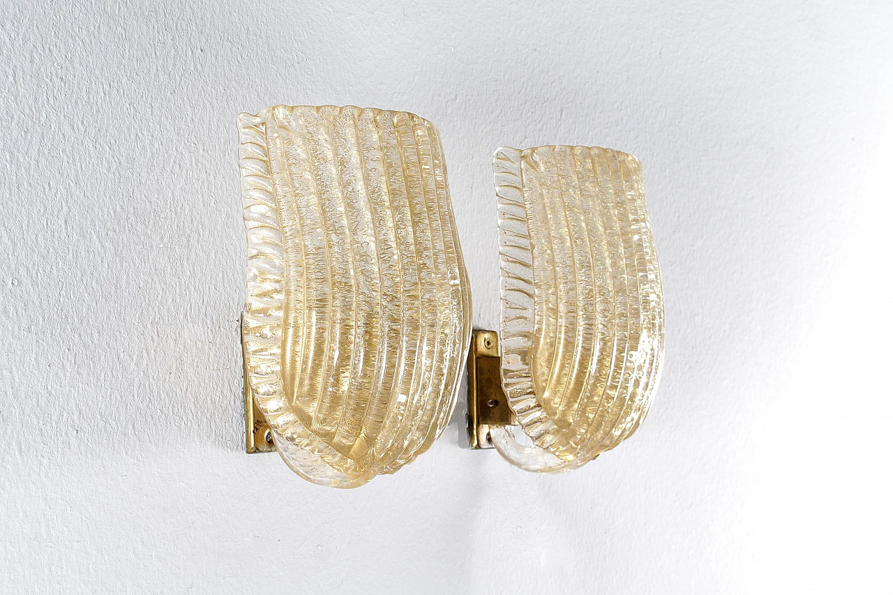 Pair of Murano glass wall lights by Barovier & Toso, 1960s 6