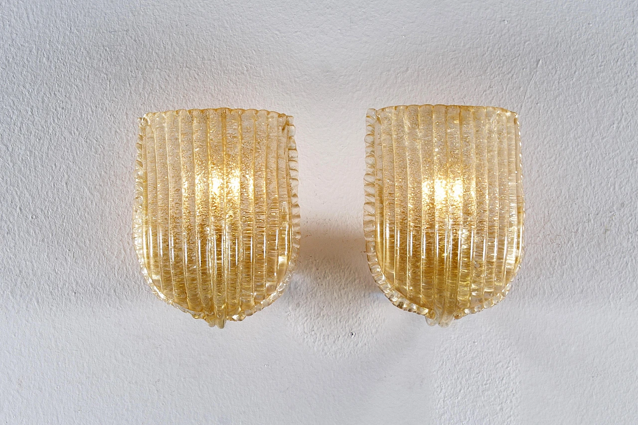 Pair of Murano glass wall lights by Barovier & Toso, 1960s 10