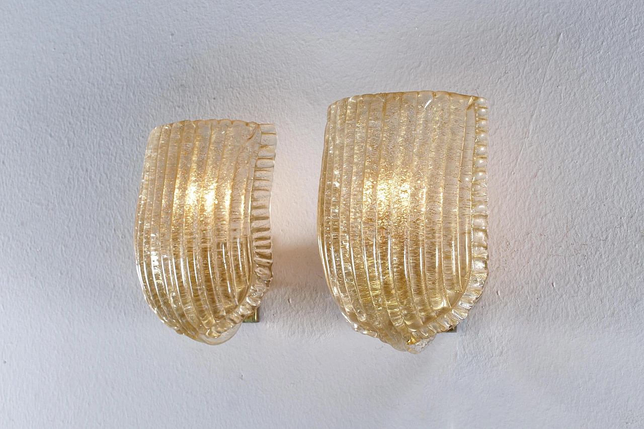 Pair of Murano glass wall lights by Barovier & Toso, 1960s 11