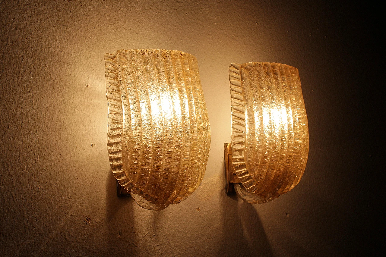 Pair of Murano glass wall lights by Barovier & Toso, 1960s 13