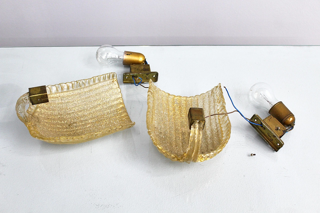 Pair of Murano glass wall lights by Barovier & Toso, 1960s 15