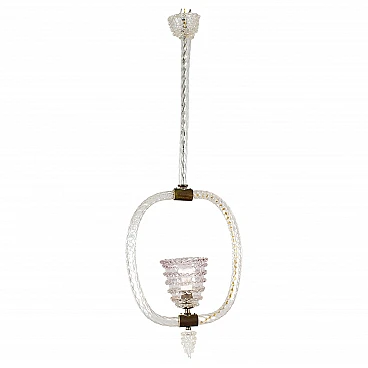 Glass and brass chandelier attributed to Barovier & Toso, 1930s