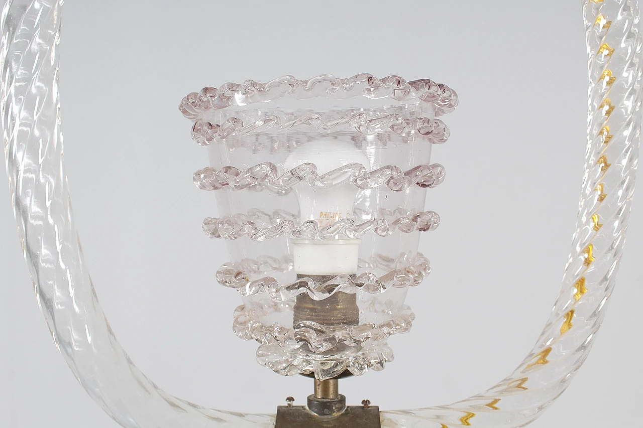 Lampadario in vetro e ottone attribuito a Barovier & Toso, anni '30 9