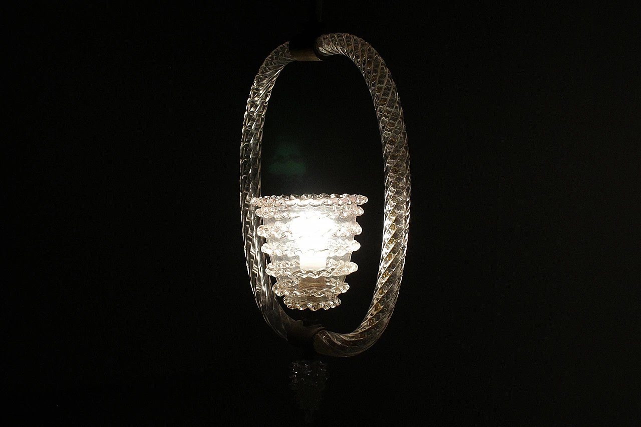 Lampadario in vetro e ottone attribuito a Barovier & Toso, anni '30 16