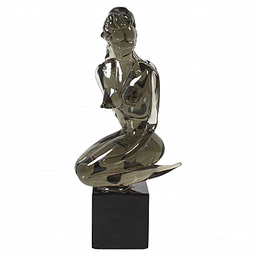 Glass female nude sculpture attributed to L. Rosin, 1970s