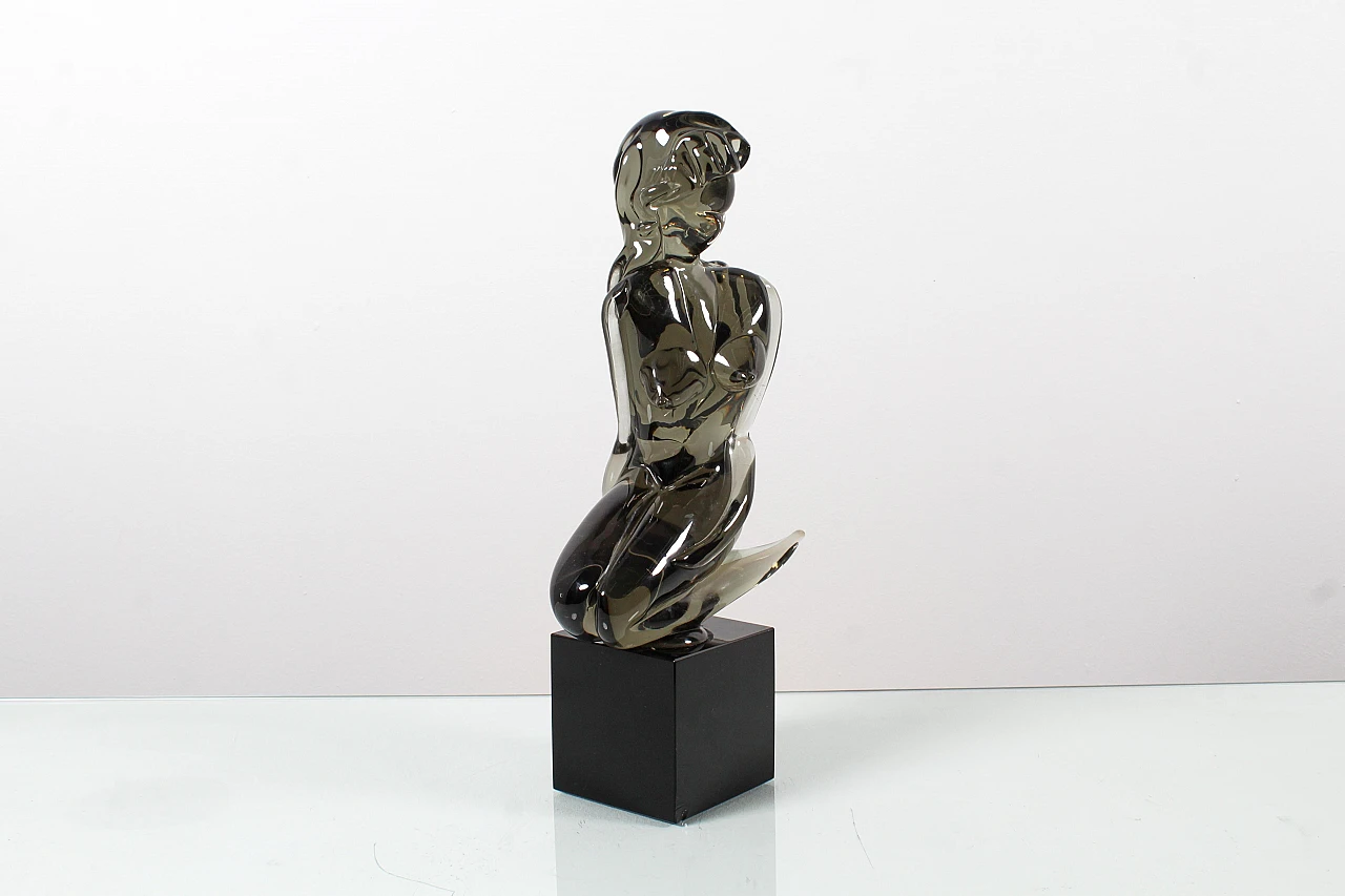 Glass female nude sculpture attributed to L. Rosin, 1970s 2