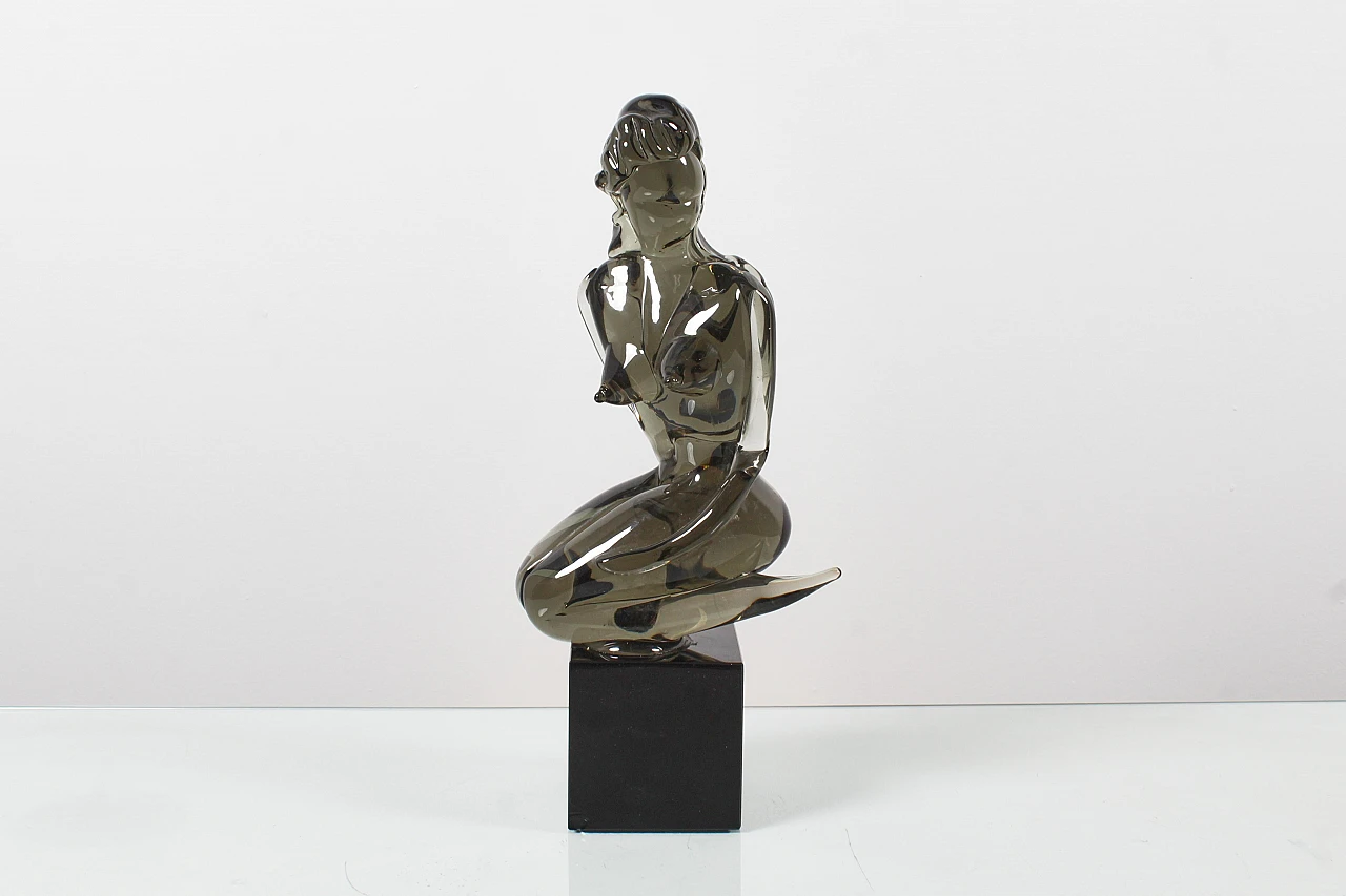 Glass female nude sculpture attributed to L. Rosin, 1970s 3