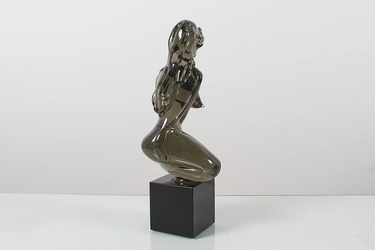 Glass female nude sculpture attributed to L. Rosin, 1970s 5